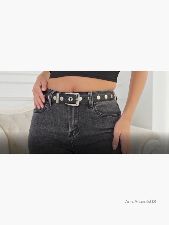 Punk Studded PU Leather Belt with Metallic Buckle, Adjustable Fit main image 7